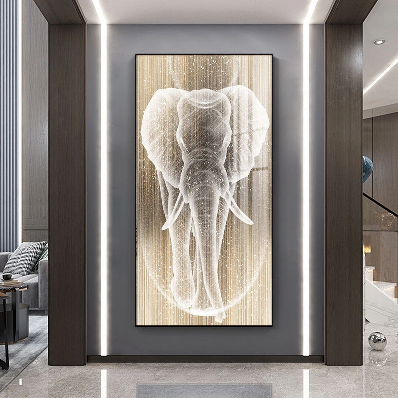 吉象到家玄关画晶瓷画正对门装饰画走廊轻奢简约沙发过道画装饰画