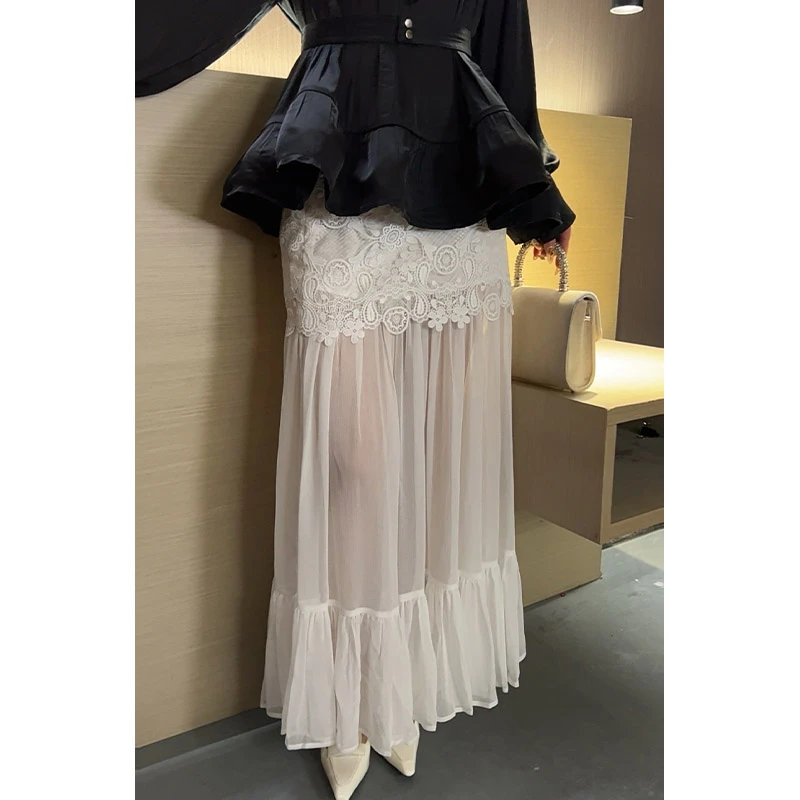 （特价）蕾丝拼接纱纱半身裙Q30327