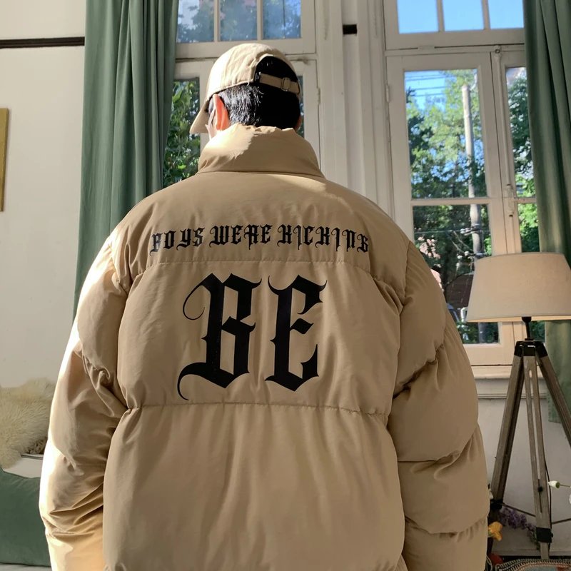 【11108包邮】2025冬季新款港风青少年学生字母印花立领多色棉衣