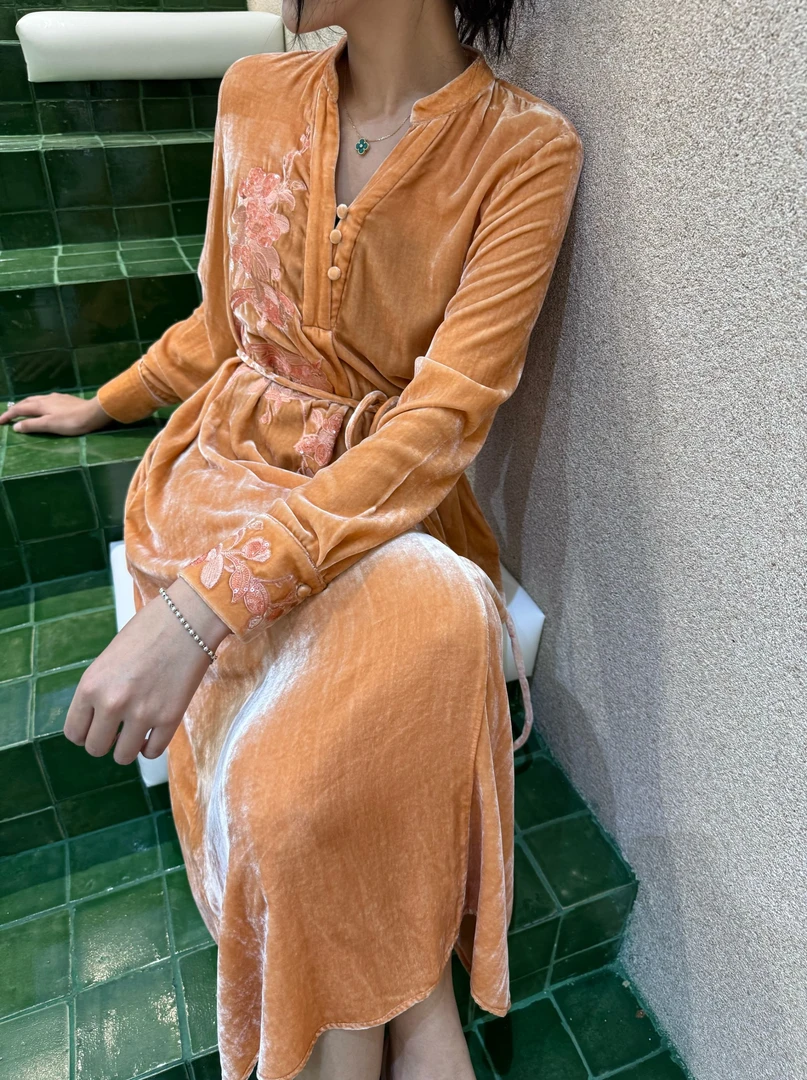 【果子严选陆】章海燕真丝丝绒连衣裙撤柜女装春夏新品连衣裙366