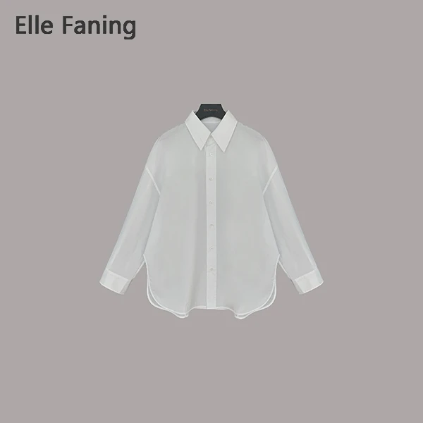 芒果优选-简约百搭时尚白色宽松休闲衬衫