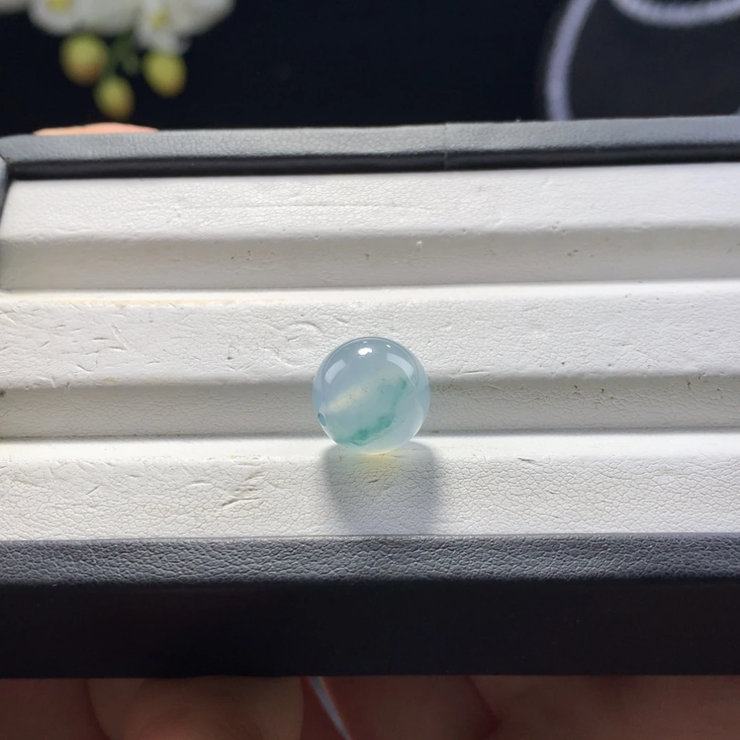 翡翠未镶嵌手串卡12冰蓝飘花