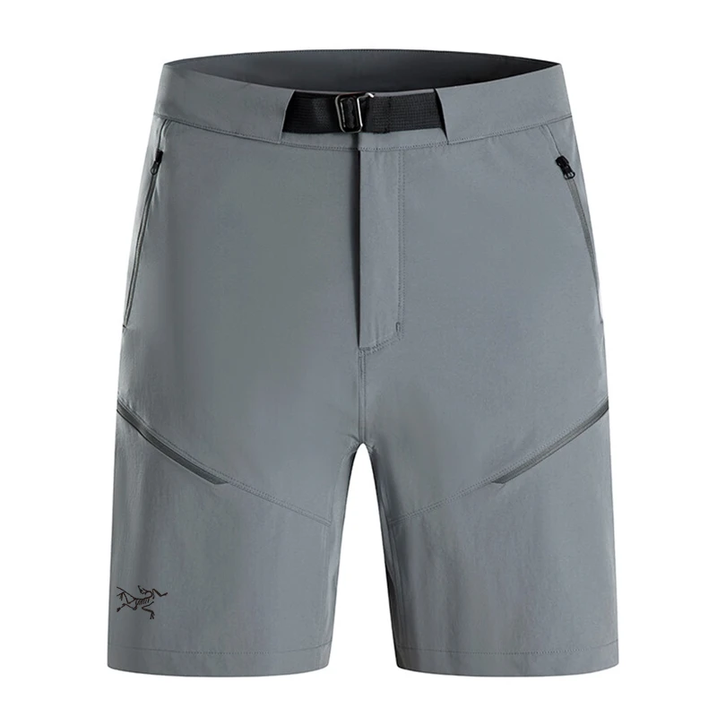 男士春秋舒适透气轻薄刺绣标软壳短大码男款户外休闲薄款速干裤