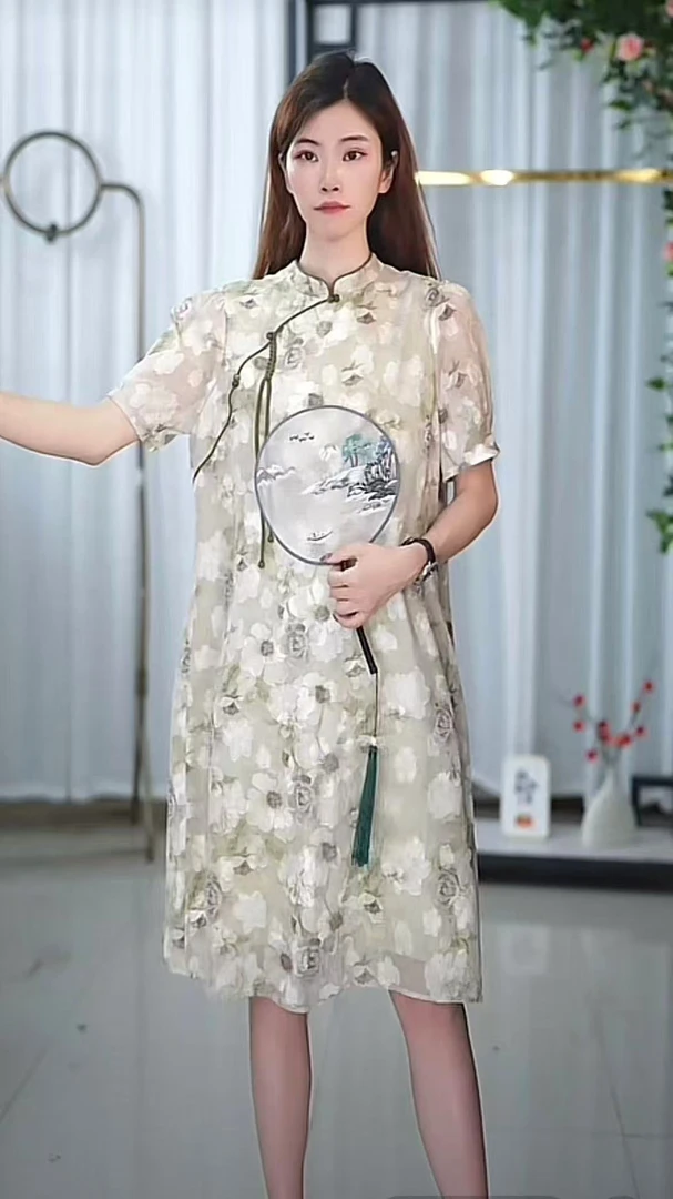 X7062-X松紧腰大码连衣裙显瘦时尚休闲极简风百搭夏季法式