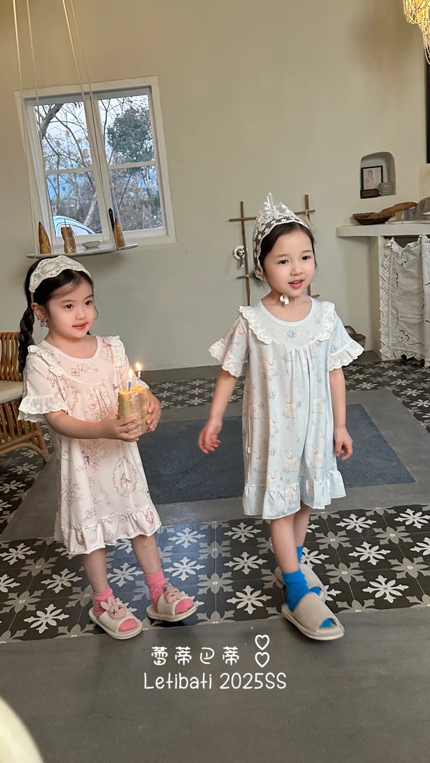 睡裙短袖夏款薄款女孩甜美童装时尚母女洋气碎花儿童服装