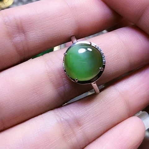 和田玉银S925镶嵌戒指