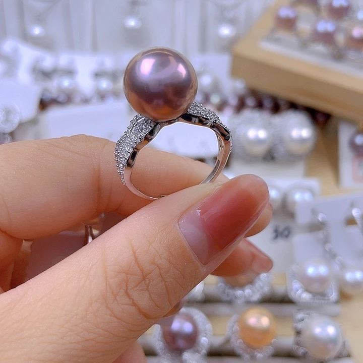 用***户淡水珍珠戒指银S925镶嵌