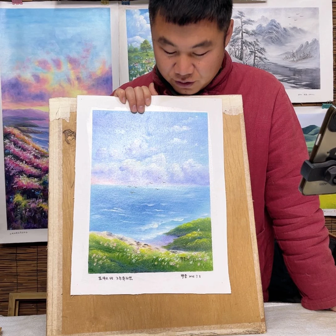 油画行路人小院绘画作品竞拍