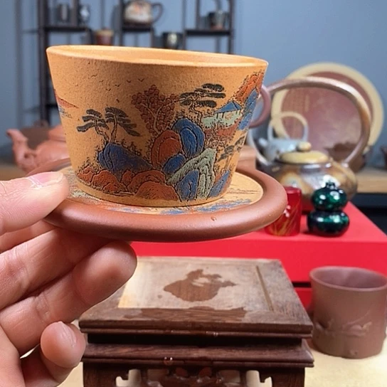 紫砂茶杯心****q千里江山套杯