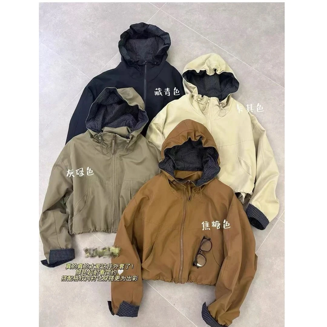 韩版连帽冲锋衣外套女2025新款宽松休闲百搭小个子防风夹克上衣秋