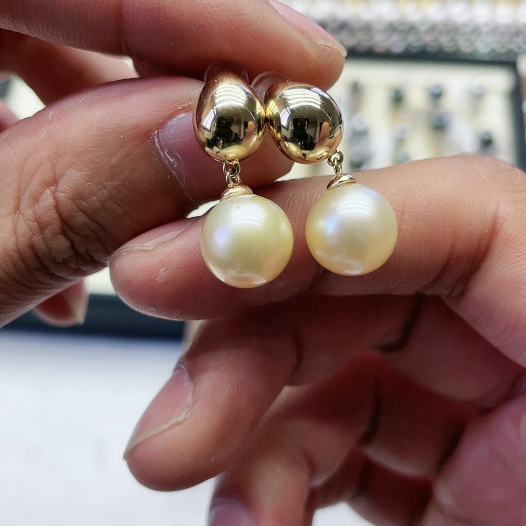 海水珍珠耳饰银S925镶嵌