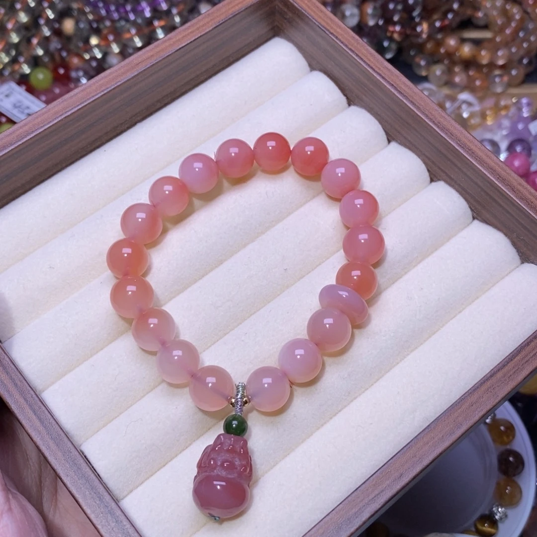 银S925镶嵌手链烟晶绯红玛瑙