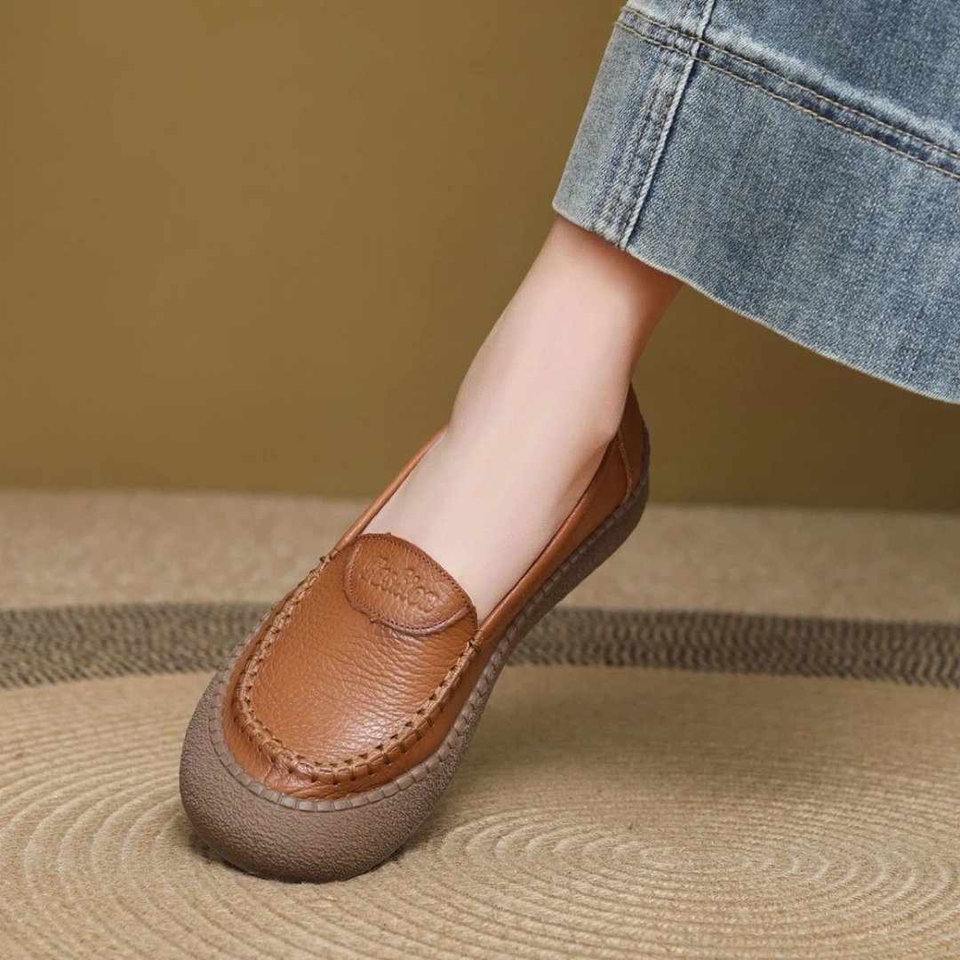 中老年女软皮软底单鞋软皮牛筋软底中年女鞋妈妈蹬中老年新潮款软