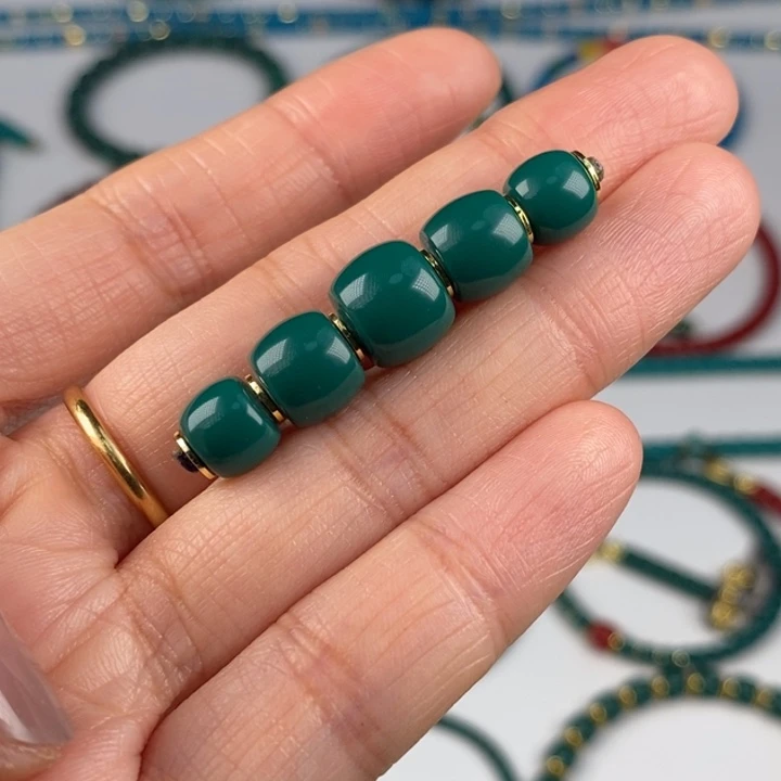 呼***峰颈饰玻璃油绿大套装