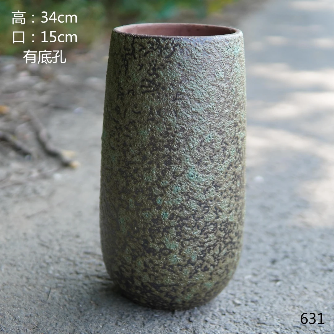 631九尾狐花盆大号复古禅意透气陶土盆紫砂粗陶陶罐特价