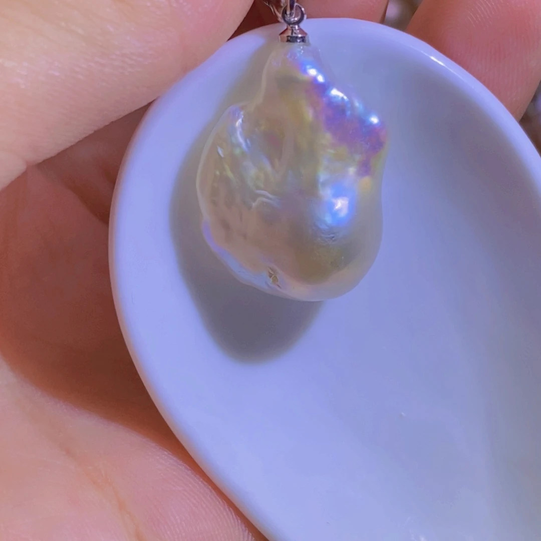 银S925镶嵌淡水珍珠微瑕