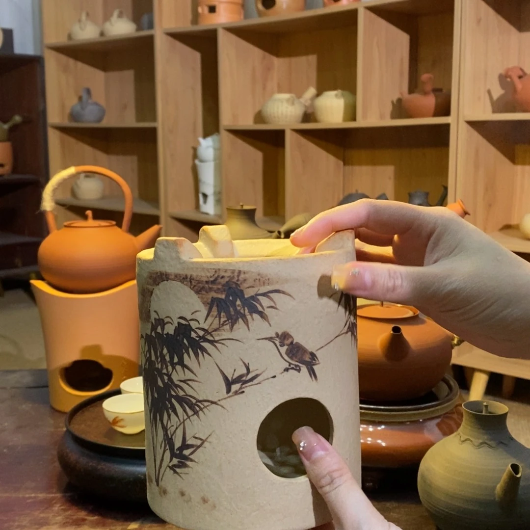 陶竹鸟白泥炉111