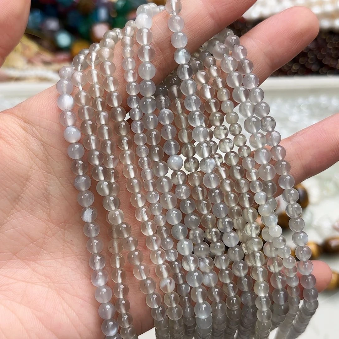 玛瑙/玉髓未镶嵌珠宝半成品卡4卡5银月光一条