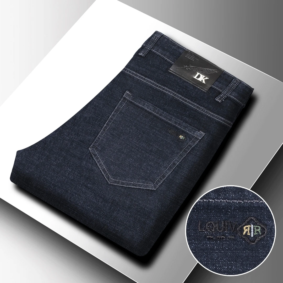 【玲姐专属】春季男士牛仔裤弹力高腰直筒宽松中年百搭休闲裤长裤