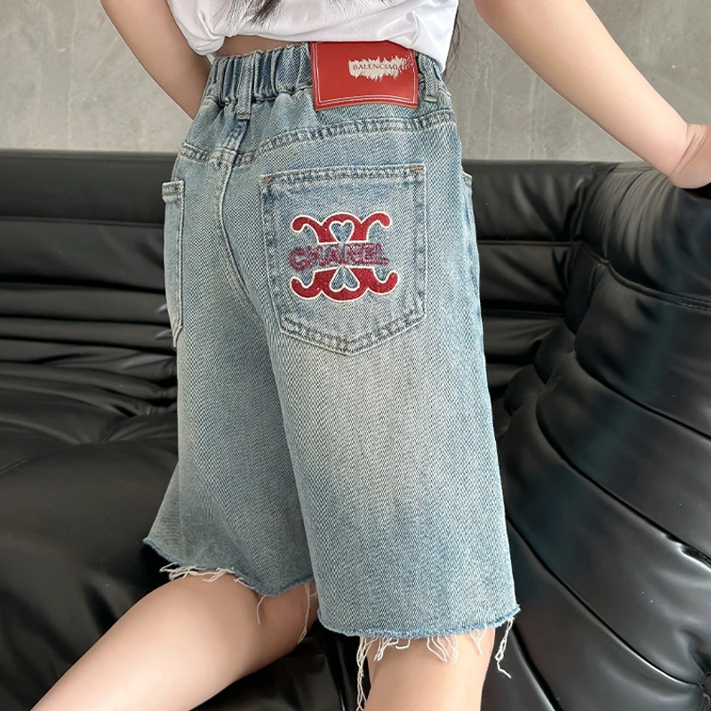 女童短裤外穿夏款女大童牛仔五分裤夏季薄款儿童裤子夏天女孩中裤