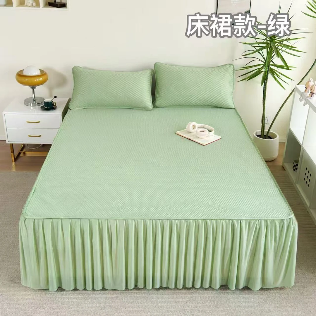 爆款高端礼盒款席豆豆凉感丝艾草凉席三件套可机洗豆