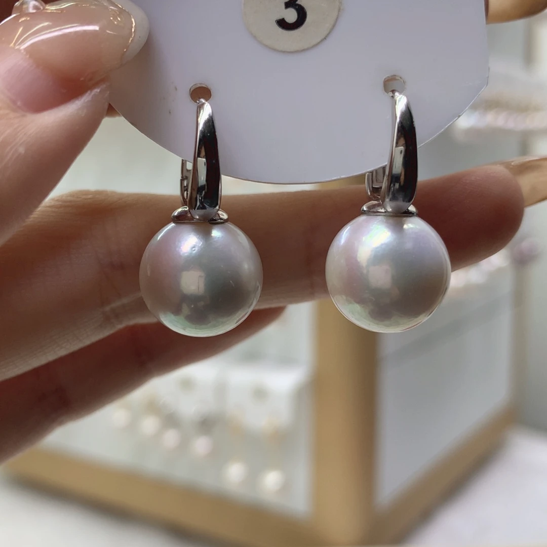 淡水珍珠耳饰银S925镶嵌