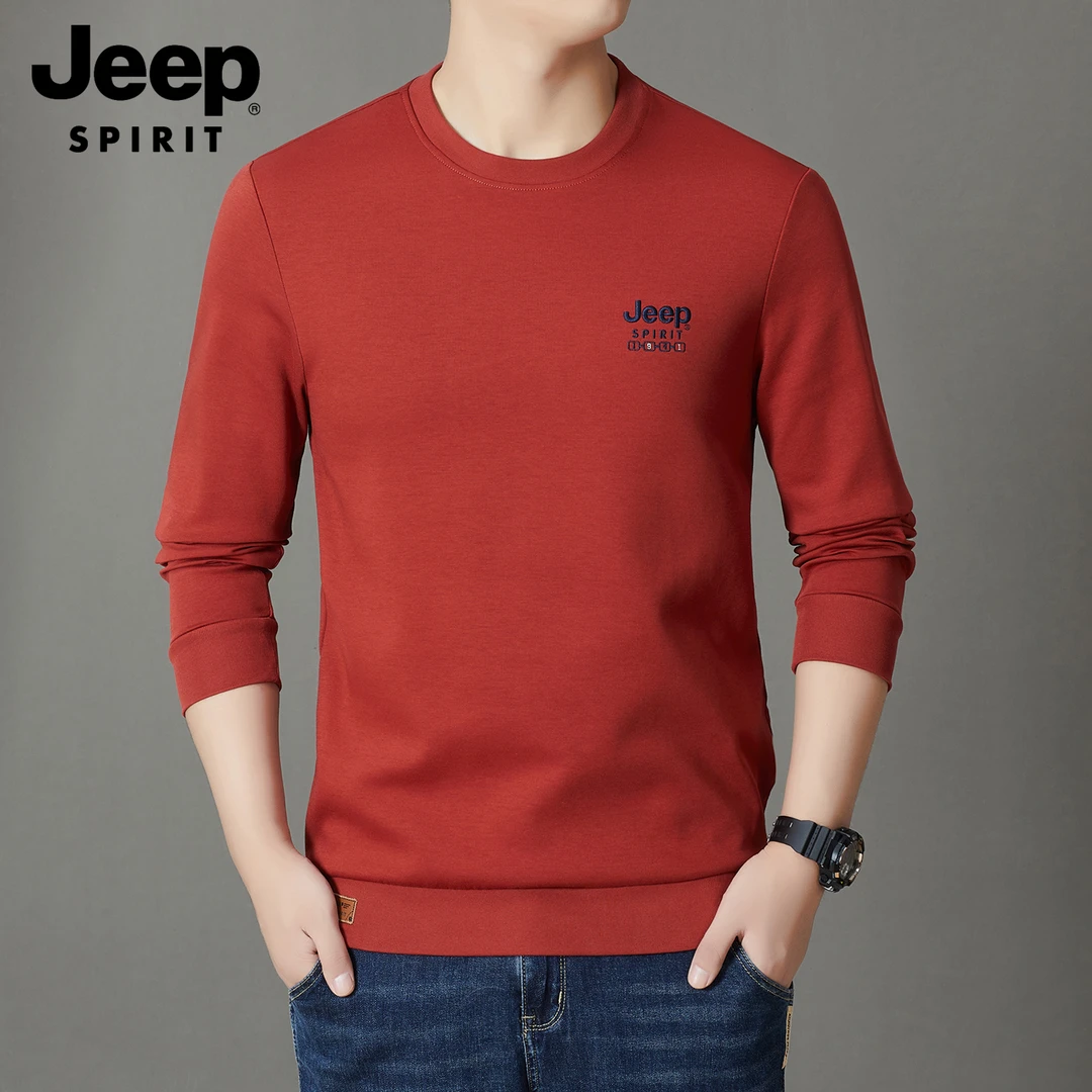 JEEPSPIRIT秋冬圆领卫衣男士春秋时尚潮流纯色休闲宽松长袖打底衫