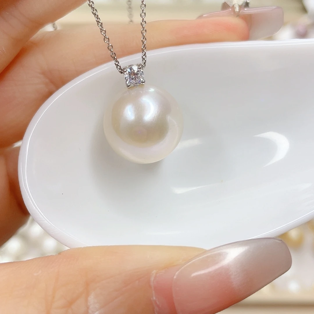 淡水珍珠银S925镶嵌吊坠(赠链)