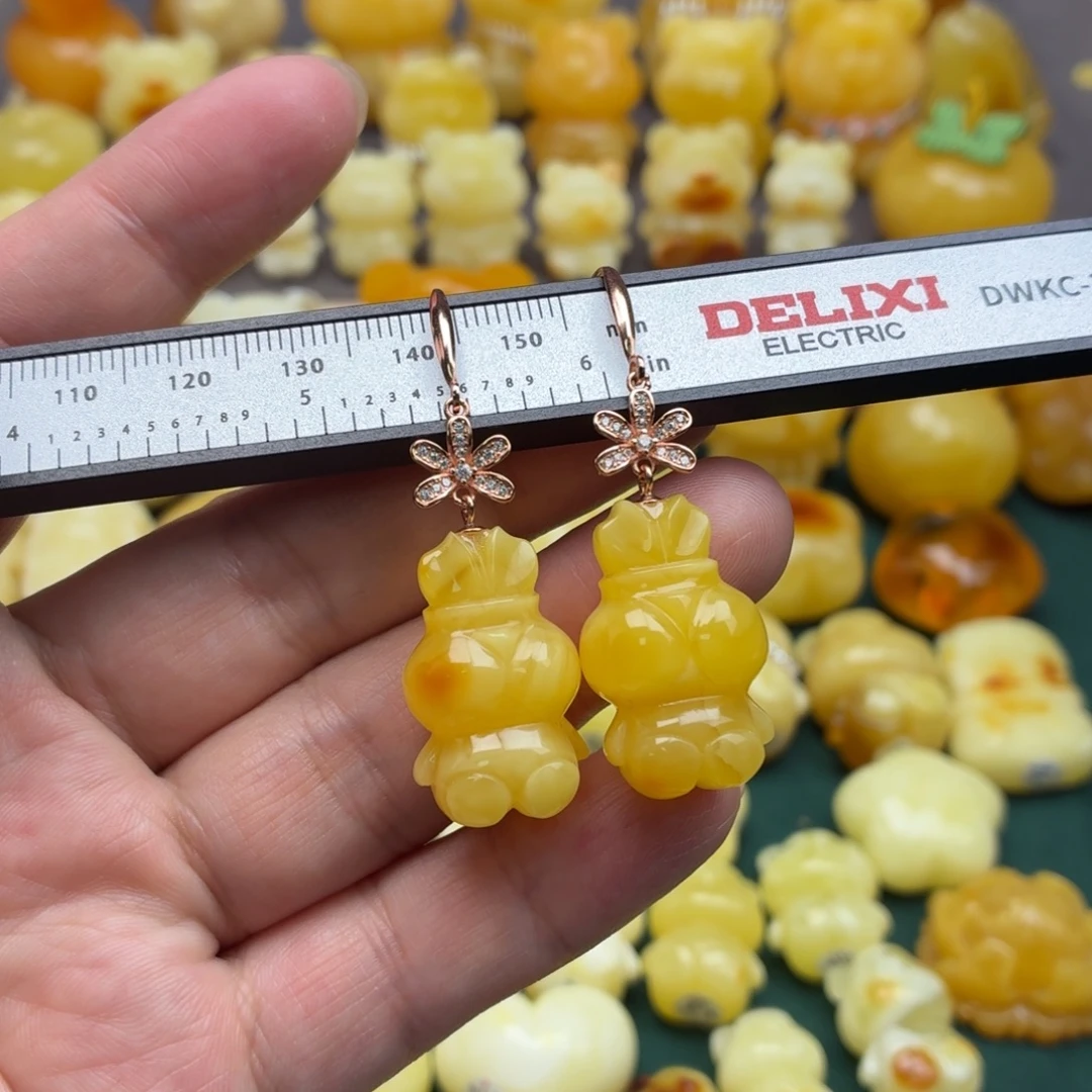 蜜蜡银S925镀金镶嵌裸石蜜蜡