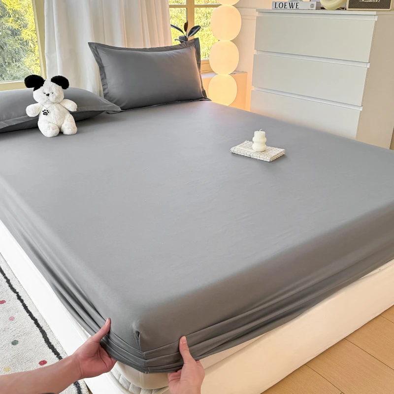 床笠纯色单品单件水洗棉磨毛席梦思床垫保护套防尘床罩三件套