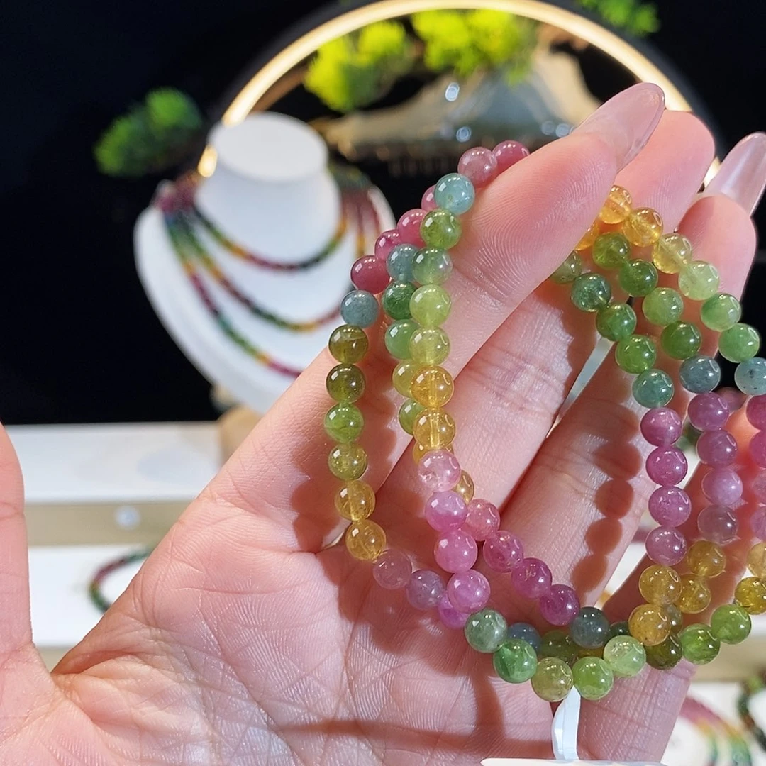 碧玺手串未镶嵌G2488三圈颜色微差