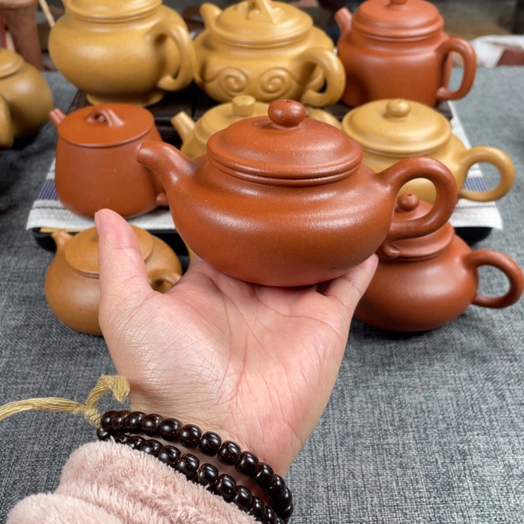 紫砂茶壶红降坡仿古全手40目210