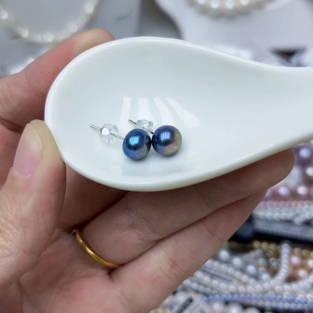 淡水珍珠耳饰银S925镶嵌