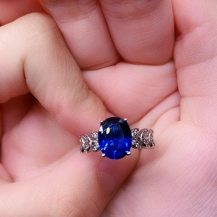 戒指银S925镶嵌蓝宝石