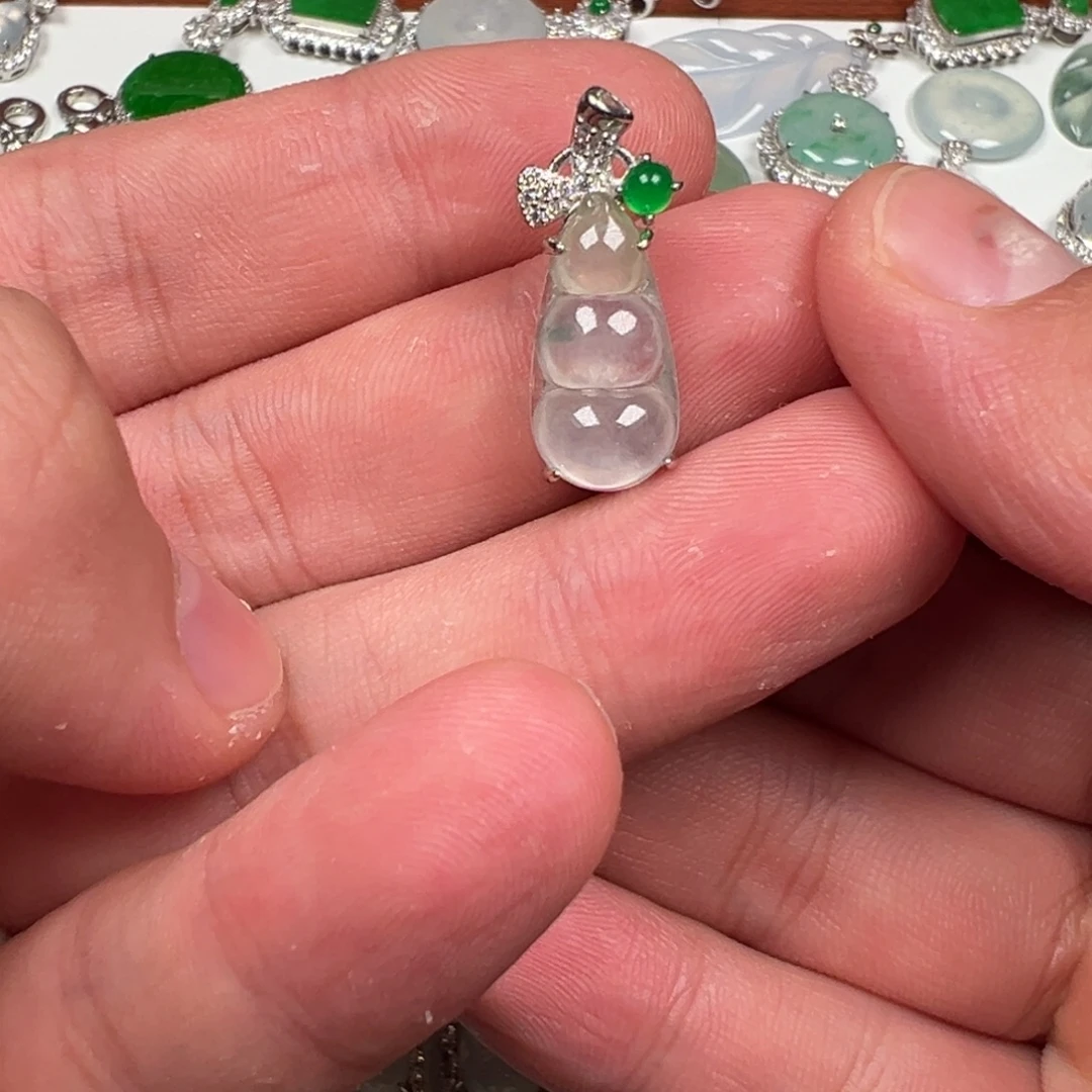 翡翠银S925镶嵌吊坠(不含链)