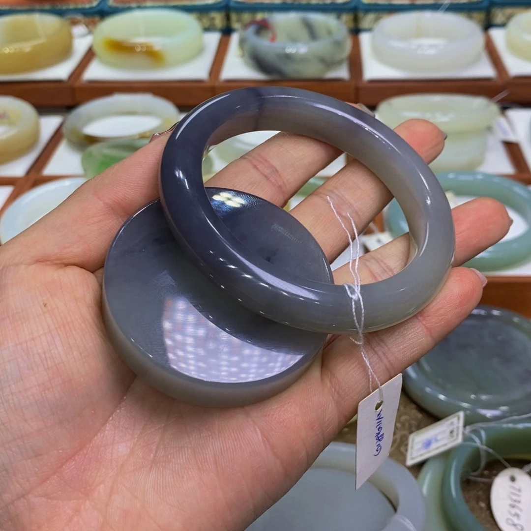 和田玉烟紫意境镯55.9未镶嵌