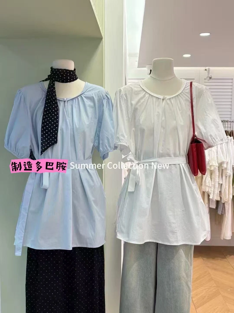 W阿薇-欧货收腰腰带衬衫