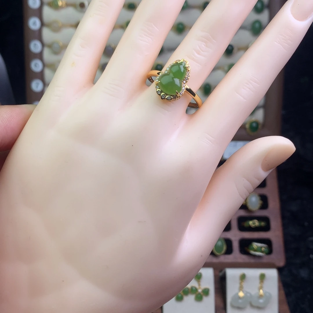 和田玉银S925镶嵌戒指