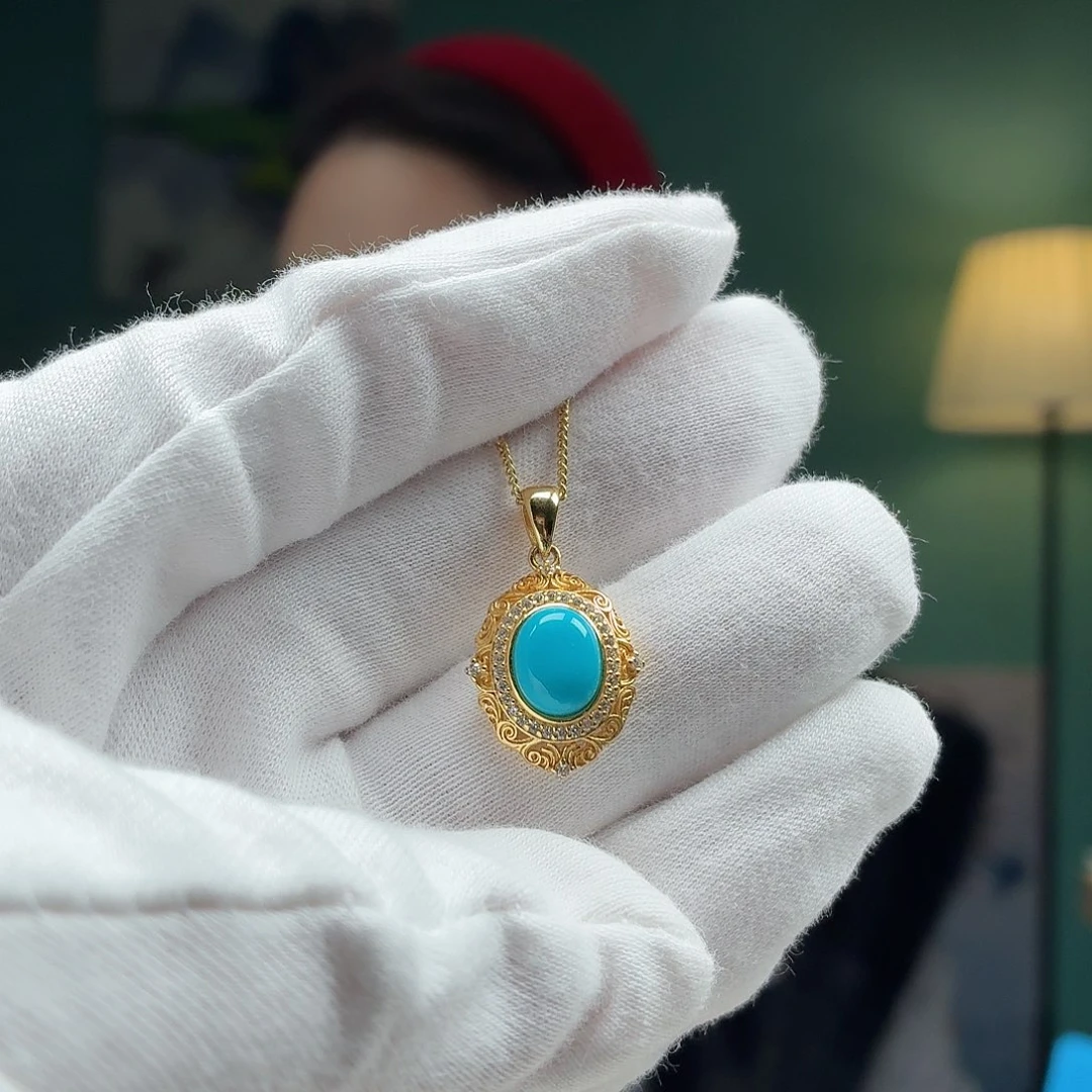 绿松石银S925镶嵌颈饰