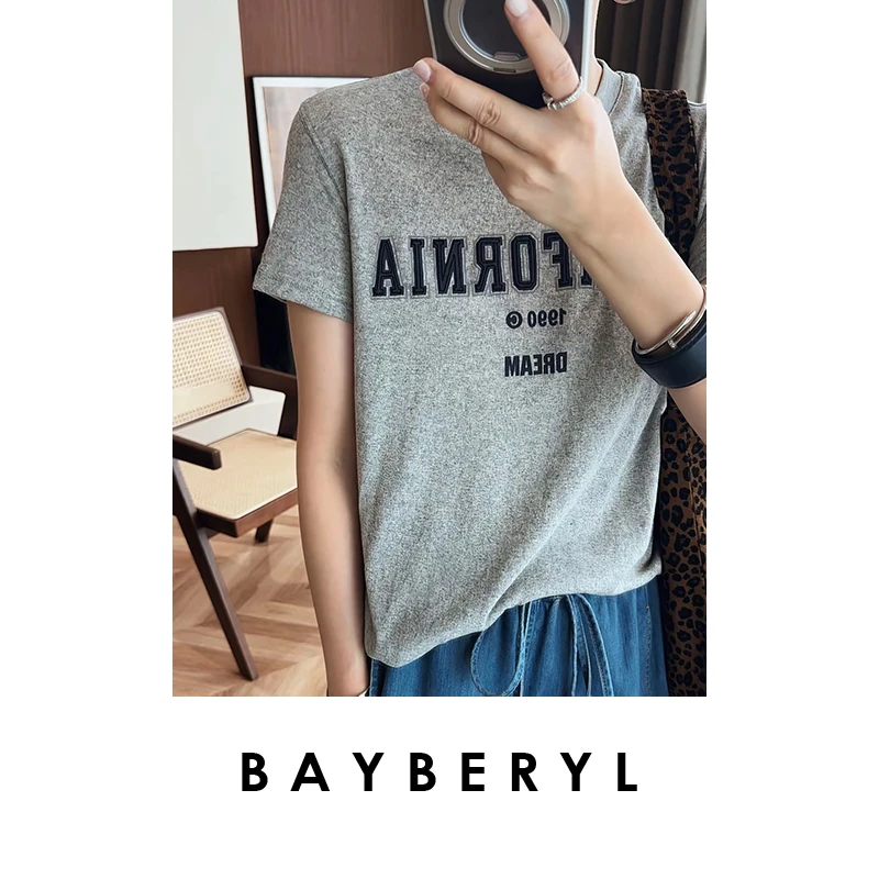 领券-BAYBERYL老贝加州T*圆领休闲舒适百搭短袖T恤9NT5E1632