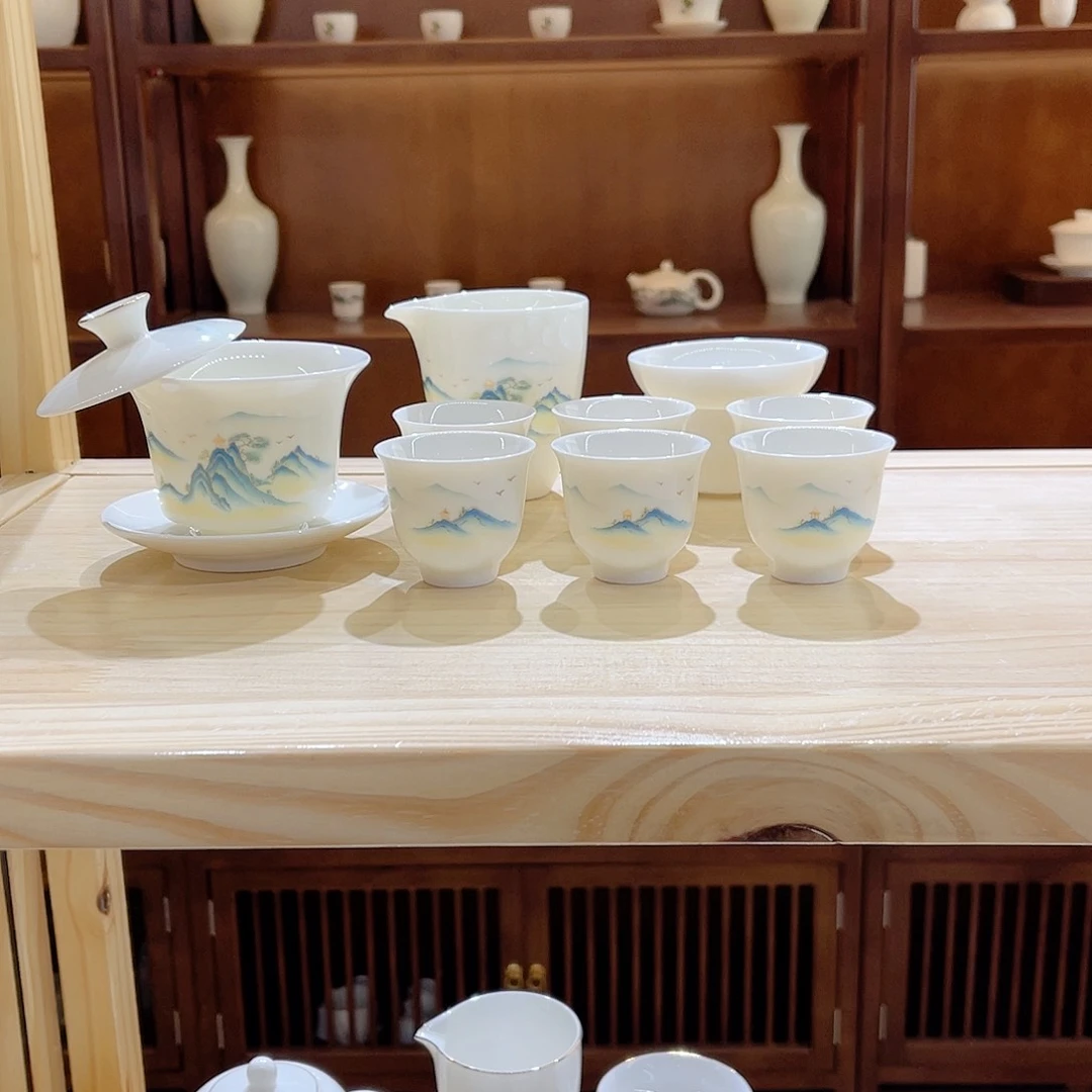 瓷片玄致羊脂玉瓷茶具套装