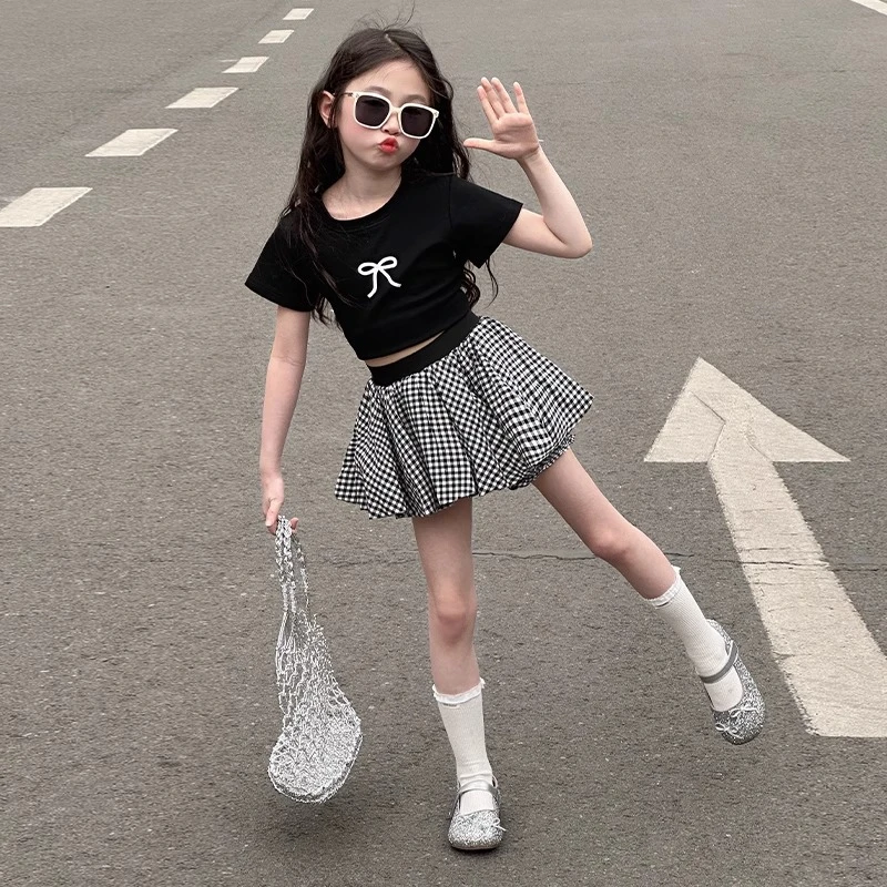 儿童短裙女半身裙2025新款女童花苞裙夏装裙裤女孩洋气半裙防走光