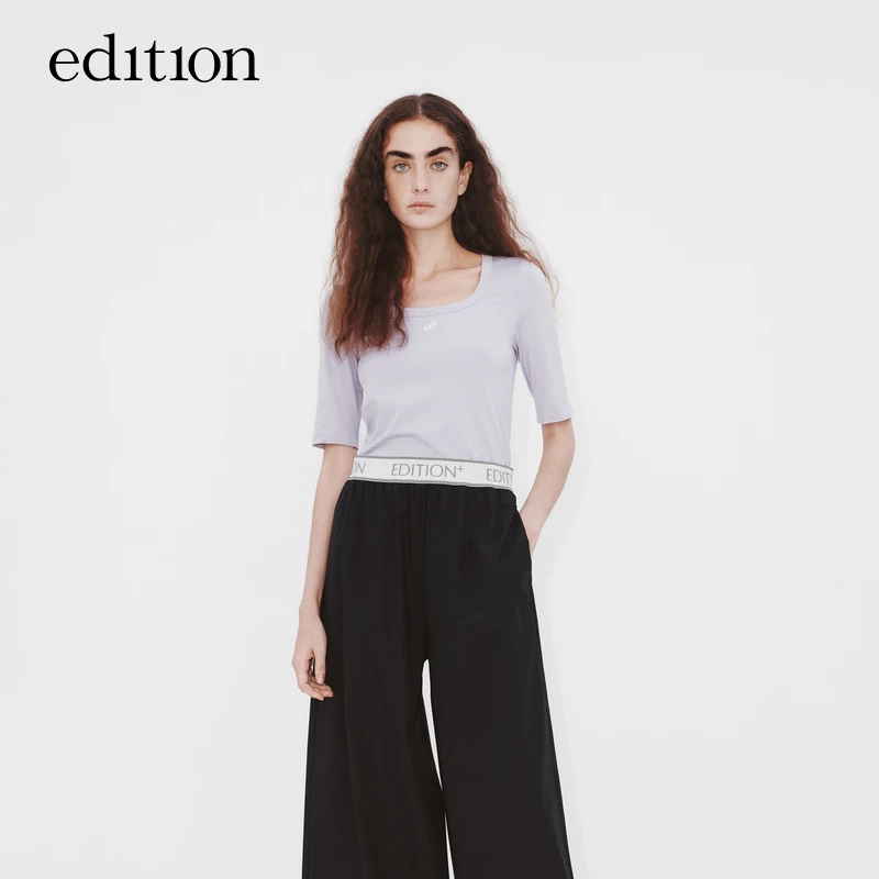 【E+轻生活系列】edition夏季时尚休闲一体成型U领T恤女#EBC2TEE001