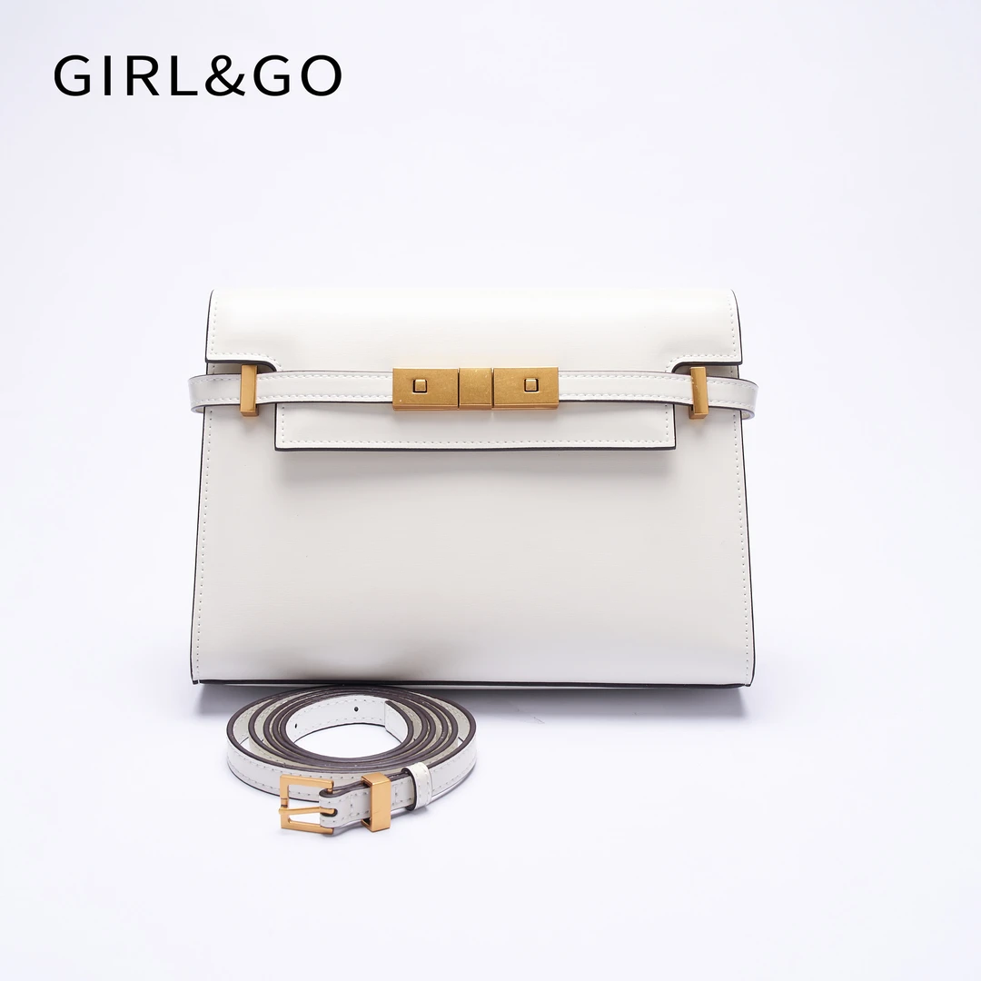 Girl Go欧美风扣式纯色斜挎包中号链条包百搭大号GG-096