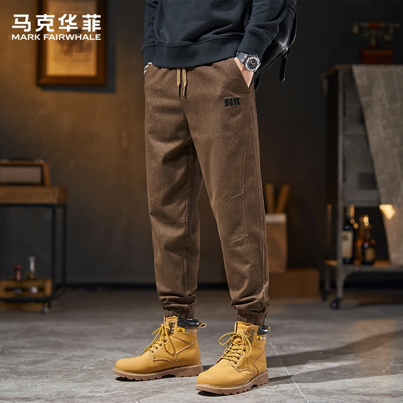 马克华菲美式休闲裤男士秋季2025新款宽松束脚潮牌哈伦九分裤子