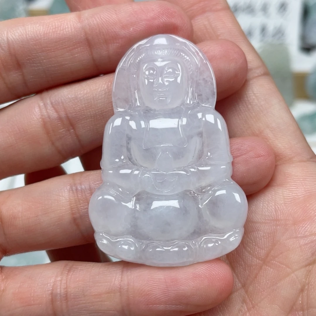 翡翠颈饰未镶嵌天然翡翠A货观音74号