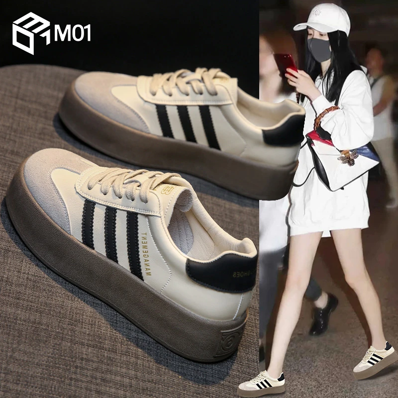 M01德训鞋女2025厚底鞋子百搭爆款小白鞋运动鞋女鞋休闲板鞋女款