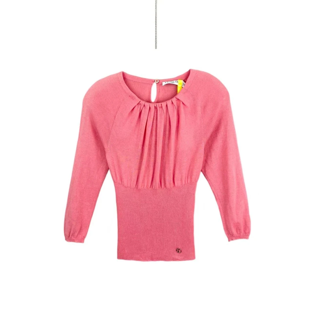 未使用 DIOR/迪奥 bb0701 羊绒 纯色CD logo针织衫 38码