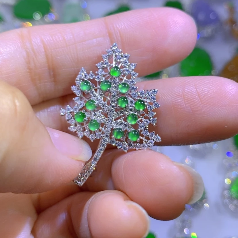 【闪购商品】翡翠挂件银S925镶嵌天然翡翠