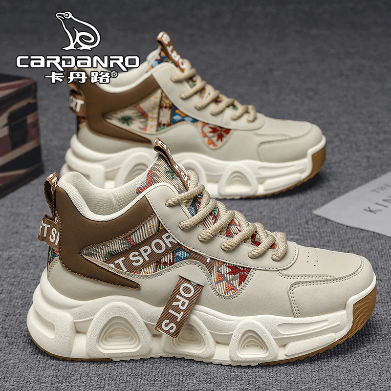 意大利卡丹路高帮男鞋秋季篮球跑步运动鞋青少年高级感增高老爹鞋